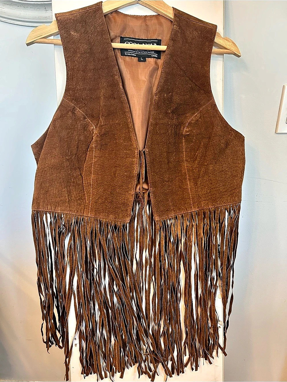 Cosa Nova Vintage  Suede Fringe Vest in Brown Size Large